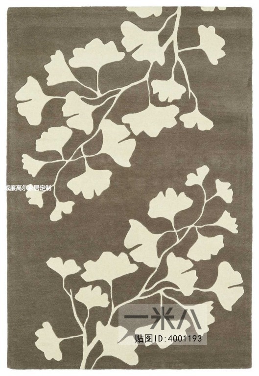 现代风格咖色七叶草花纹地毯贴图