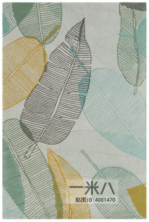 现代风格香蕉叶子图案地毯贴图