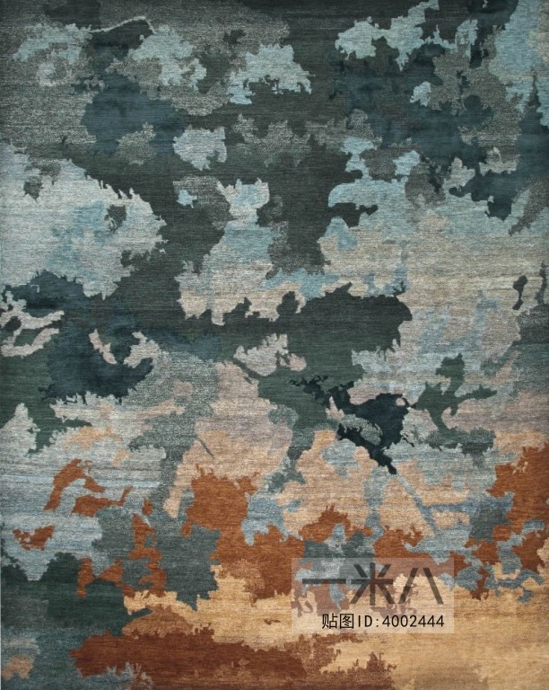 现代风格墨蓝色抽象图案地毯贴图
