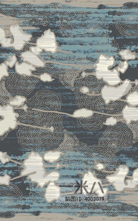 现代风格灰蓝色抽线云图案地毯贴图