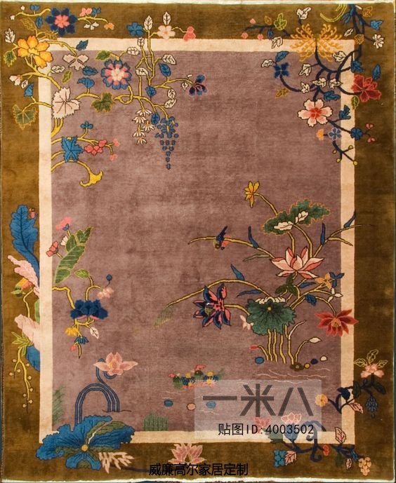 新中式风格花藤图案地毯贴图