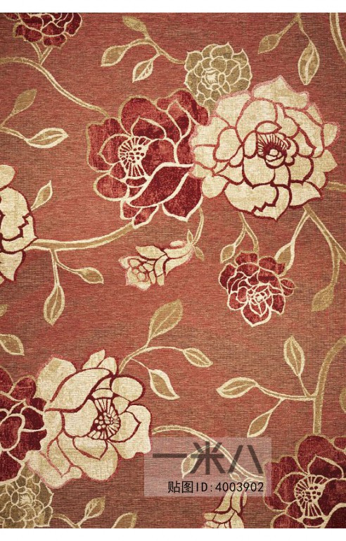 客厅中式古典花纹地毯贴图