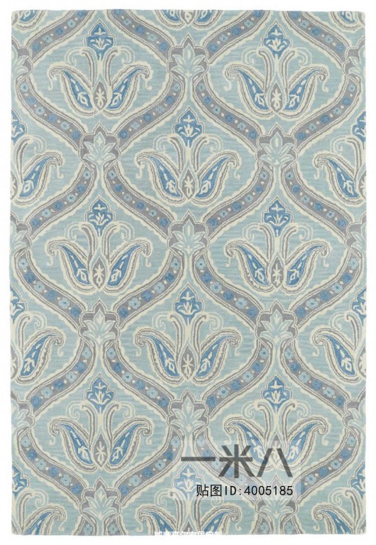 美式风格浅蓝色花纹地毯贴图