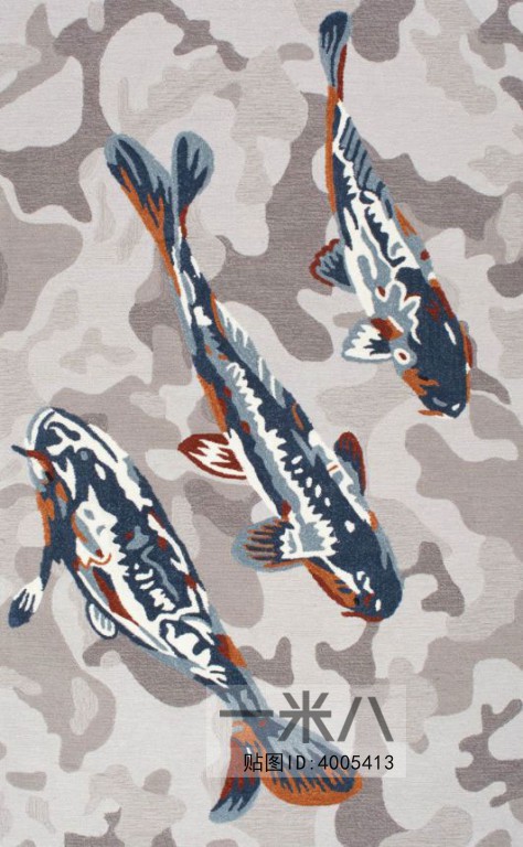 新中式风格鱼图案地毯贴图