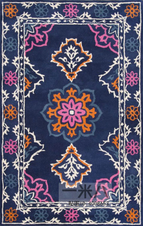 美式田园蓝色低花纹地毯贴图